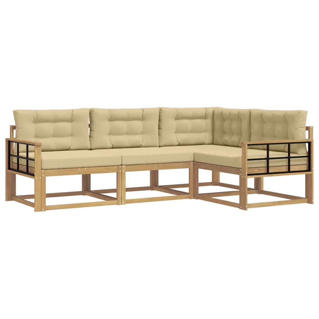 Set di divani da esterno 3 pz Bianco e Beige Poliestere 3386387