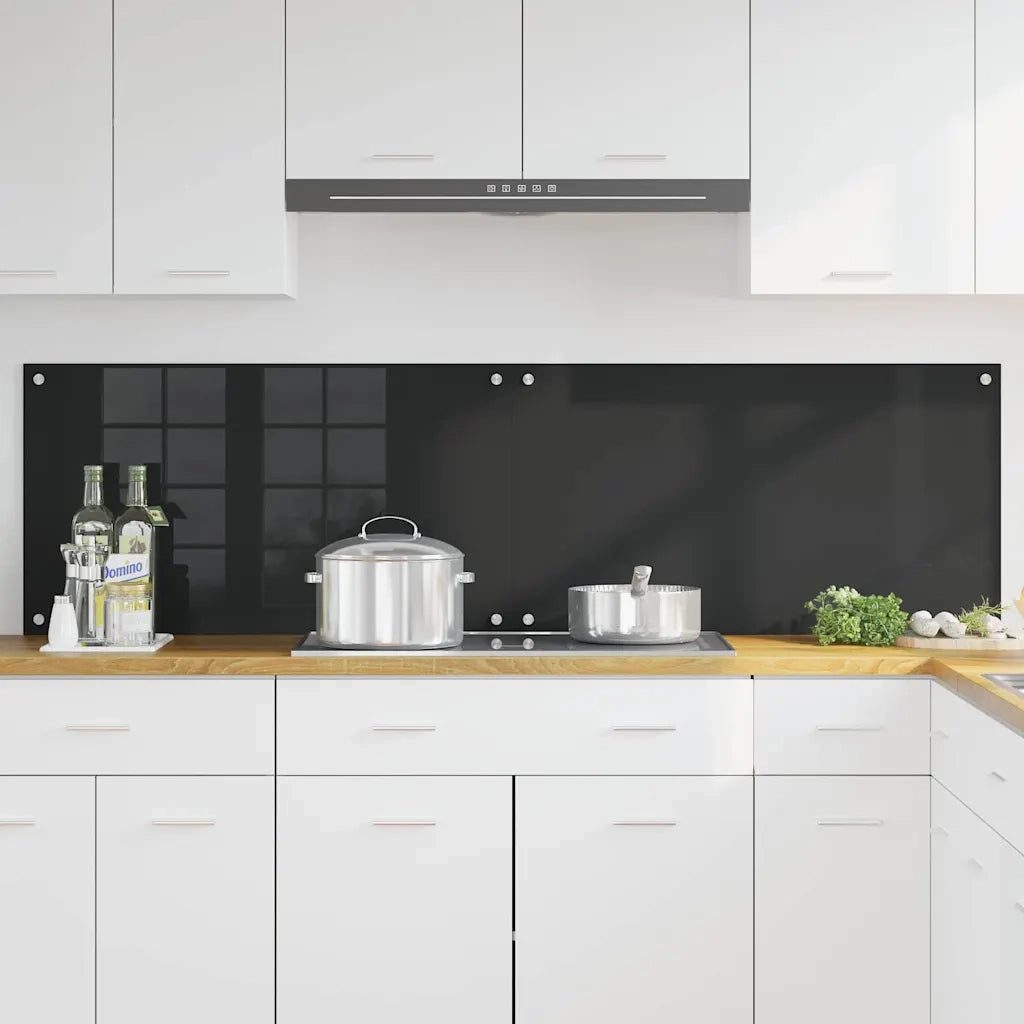 Schienale da cucina 2 pcs Nero 90 x 50 cm vetro temperato