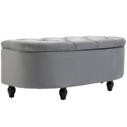 Panca contenitore imbottita con coperchio soft-close ¨C Xylo ¨C velluto grigio scuro 120x46x42cm