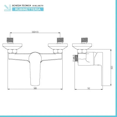 Miscelatore doccia esterno cromato con kit doccino serie Juliette