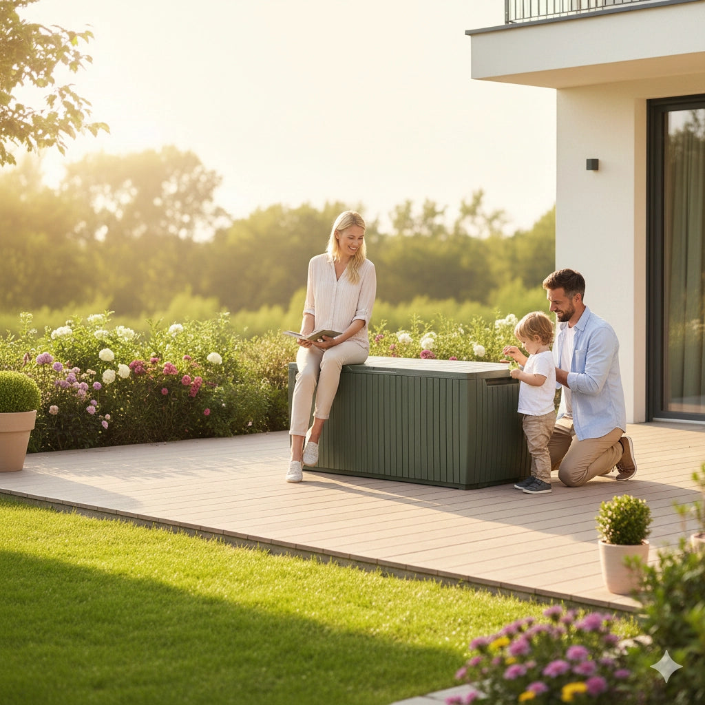 Baule da Esterno Keter Springwood 123x53,5x57 cm in Resina Verde