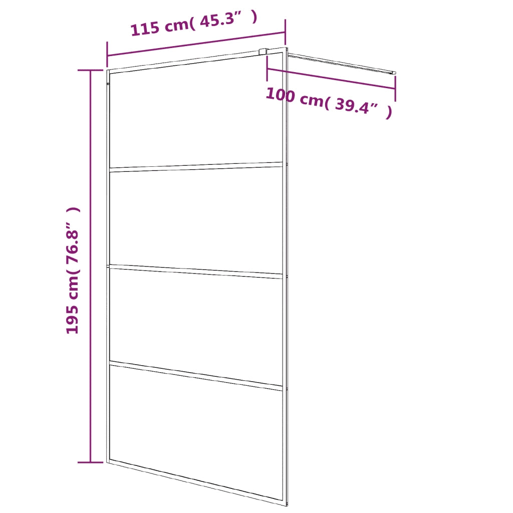 Parete Doccia Walk in 115x195 cm Vetro Semi Smerigliato ESG 152128