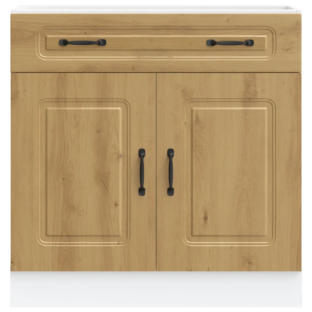 Mobile contenitore da cucina moderno 80 x 46 x 81,5 cm piedini regolabili finitura in rovere composito realizzato artigianalmente 02_0049929