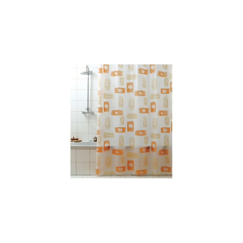 Tenda doccia 240×200 cm giallo con motivo sole – tessuto impermeabile resistente – Tevere