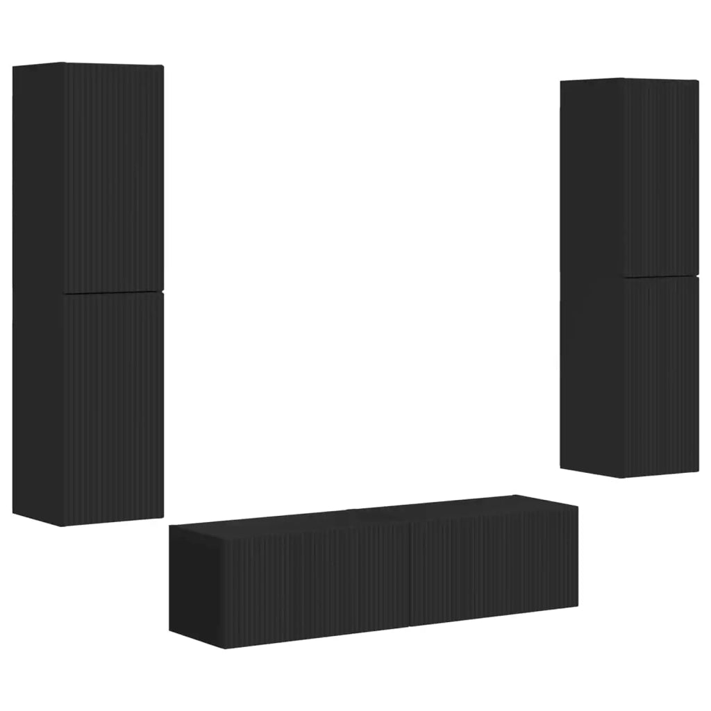 Set mobile TV 6 pz-Credenza per TV Nero Legno multistrato 679568