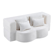 Divano modulare futon pieghevole con cuscino; in schiuma e molle; bianco