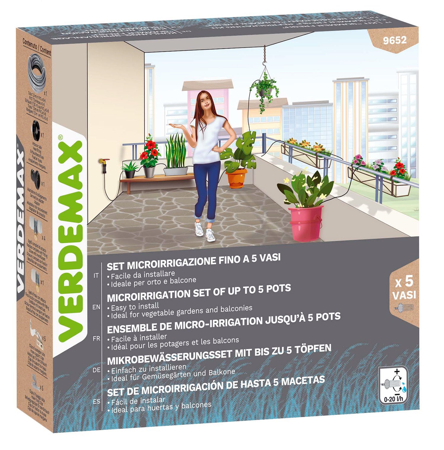 Set Microirrigazione Verdemax Fino a 4 Vasi Sistema Automatizzato in PP POM e PE