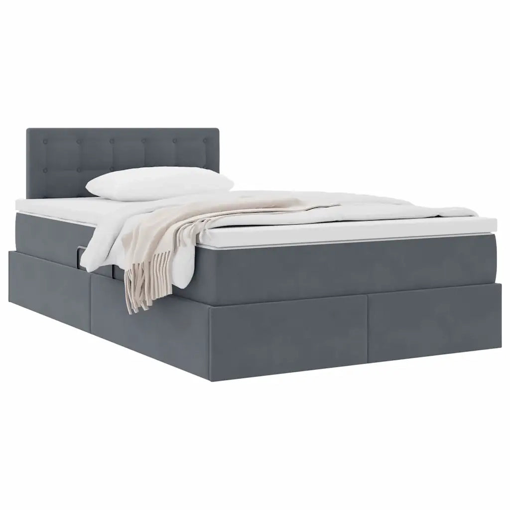 Letto con Contenitore Grigio scuro 120 x 190 cm Velluto 3370864
