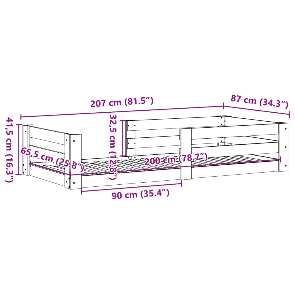 Giroletto senza Materasso Bianco 80x200 cm Legno Massello Pino 855679