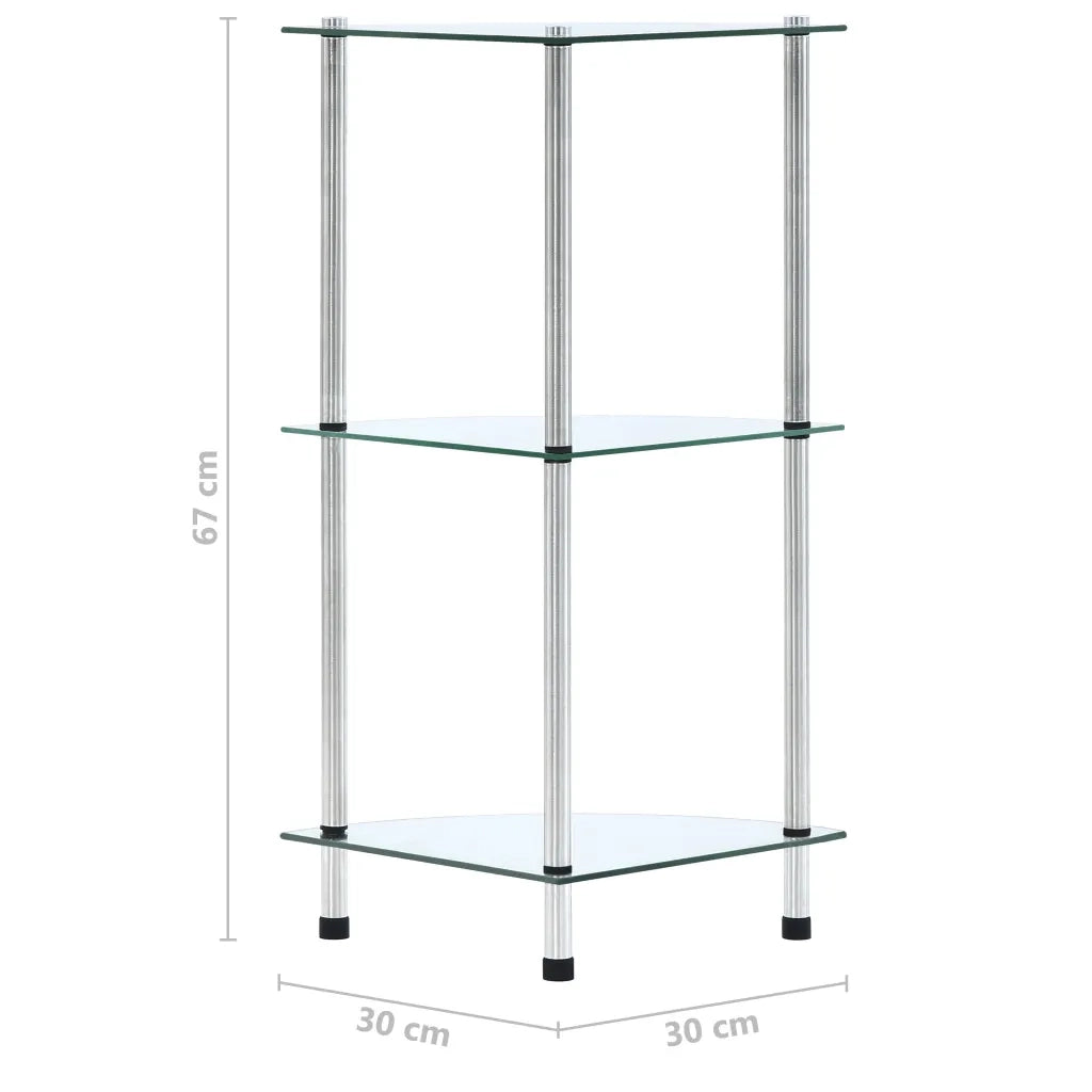 Scaffale a 3 Livelli Trasparente 30x30x67 cm in Vetro Temperato CFW9315656