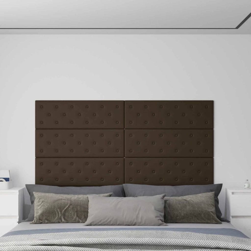 Testiera da Parete 12 pcs Marrone 90 x 30 cm Pelle Sintetica 42046523