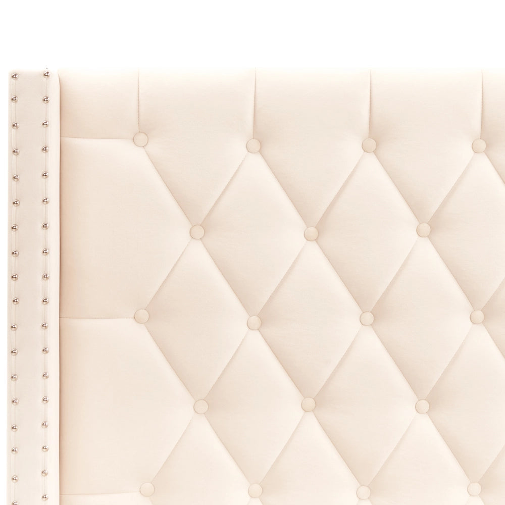 Letto contenitore velluto bianco sporco 140 x 200 cm glamour elegante