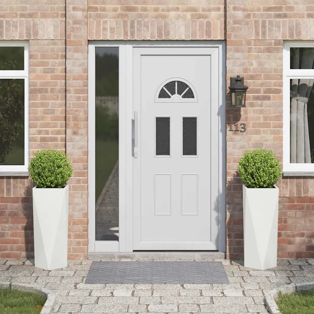 Fioriera 2 pz-Set di 2 Vaso-Contenitore per Piante Bianco 30 x 30 x 75 cm Acciaio