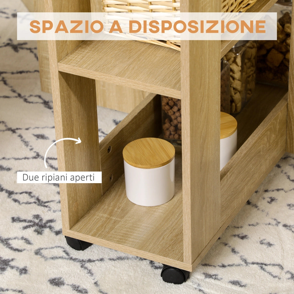 Set Tavolo e Sedie 5 Pezzi in Truciolato, Tavolo Rotondo con 2 Ripiani Aperti e 4 Sgabelli Moderni