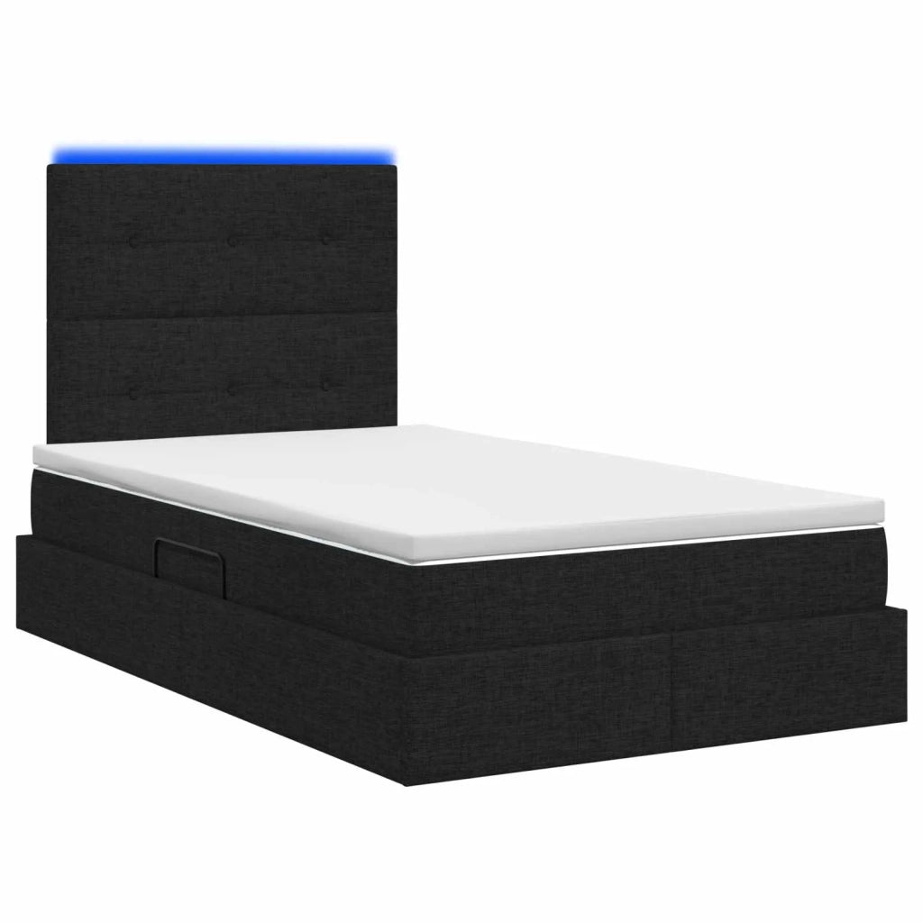 Letto con contenitore LED e materasso Nero 120 x 200 cm Tessuto 3459938