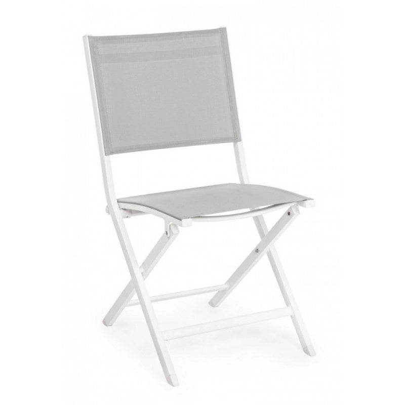 Sedia per esterno in alluminio Bianco Grigio ELIN 47x57x h88 cm
