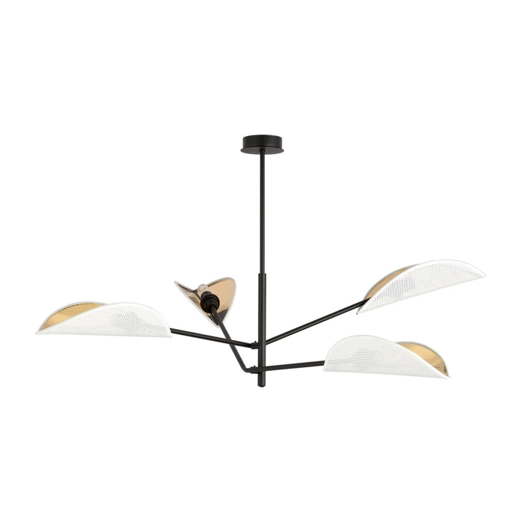 Lampada a sospensione Vene con paralumi a foglia bianco e oro