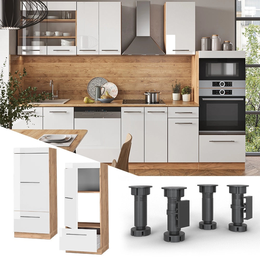 Mobile cucina microonde Fame-Line Bianco lucido/Rovere dorato 60 cm Vicco