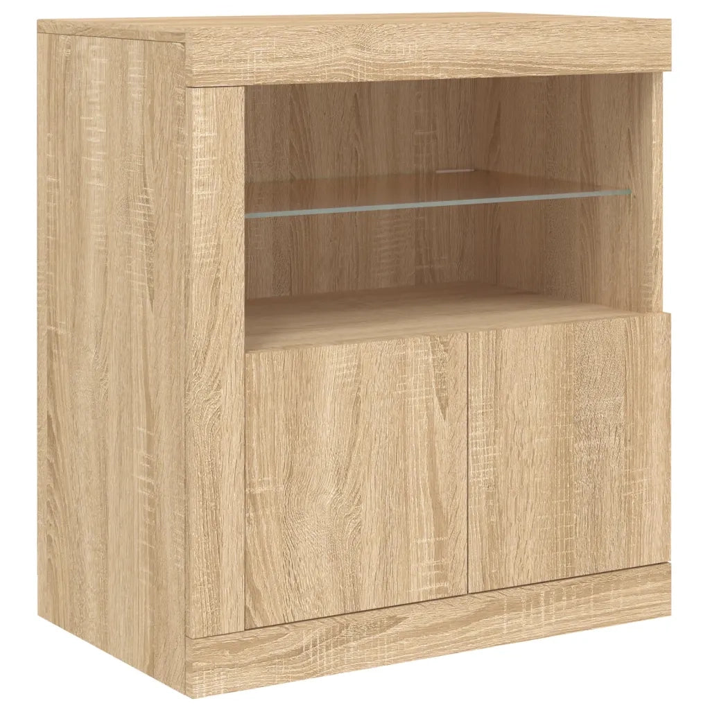 Credenza con Luci LED-Buffet-Armadio da cucina Rovere Sonoma 162x37x67 cm 162156