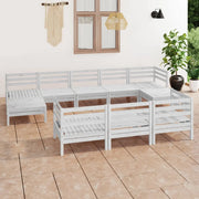 Set Divani da Giardino 10 pz Bianco in Legno Massello di Pino cod mxl 36811