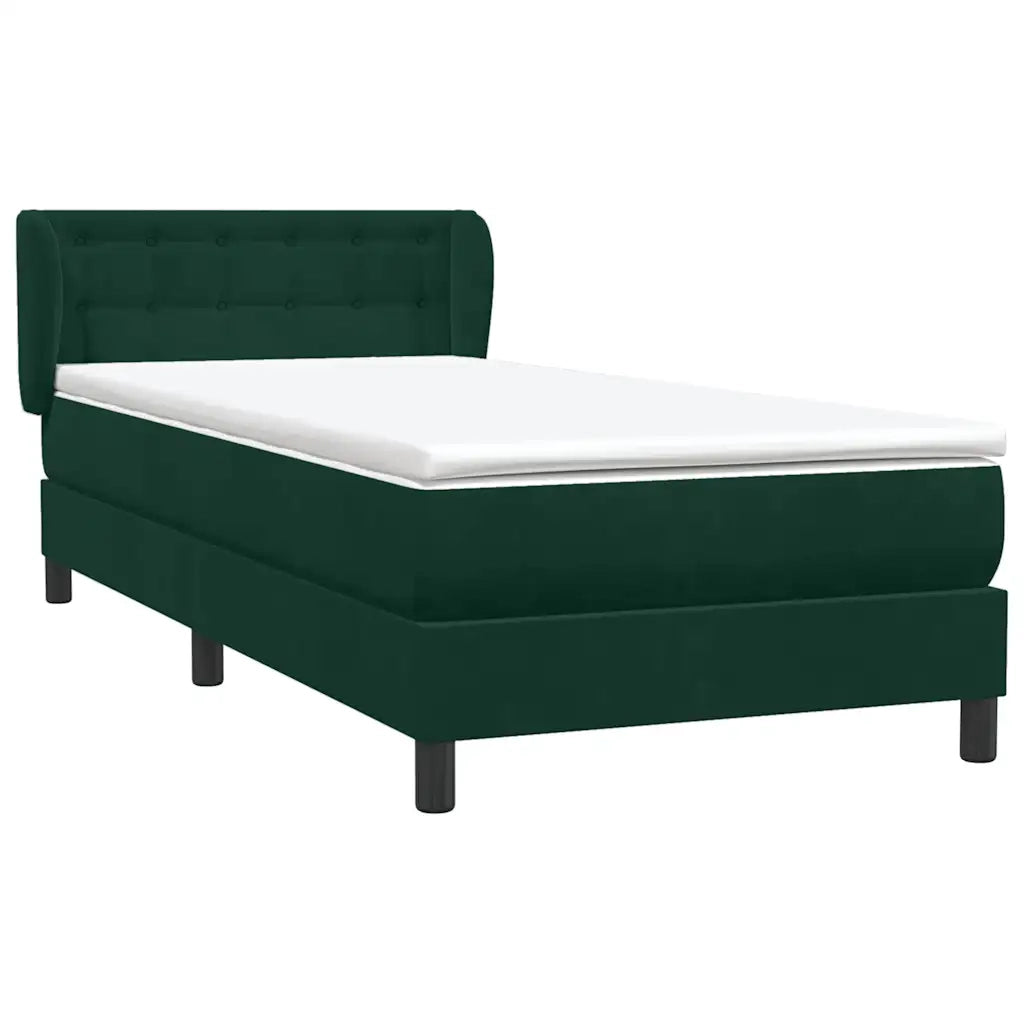 Giroletto a Molle con Materasso Verde Scuro 80x220 cm Velluto 3317886