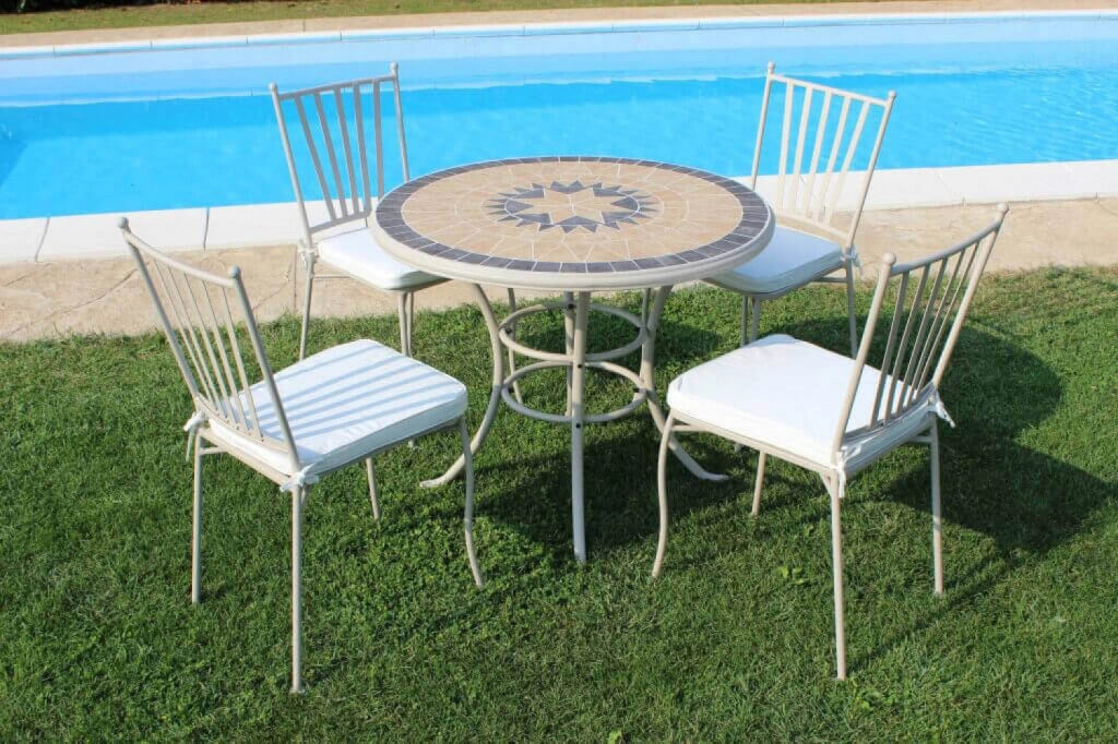 Sedia da Giardino Giunone con Cuscino 41x42x90 h cm in Acciaio Tortora