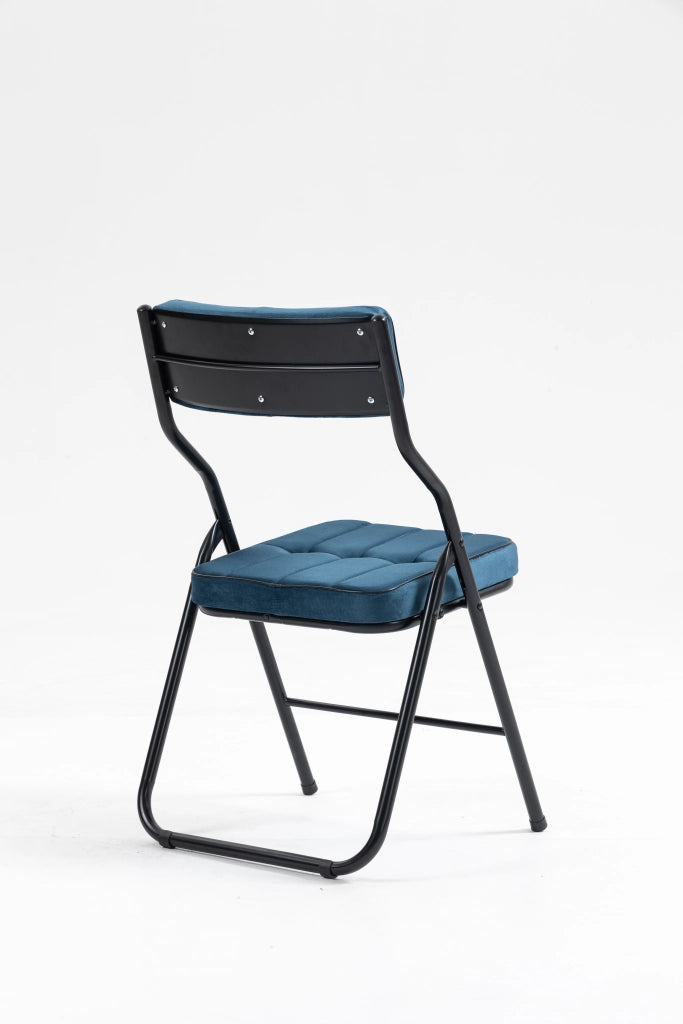 SEDIA Pieghevole Imbottita in velluto blu Set da 2 pezzi