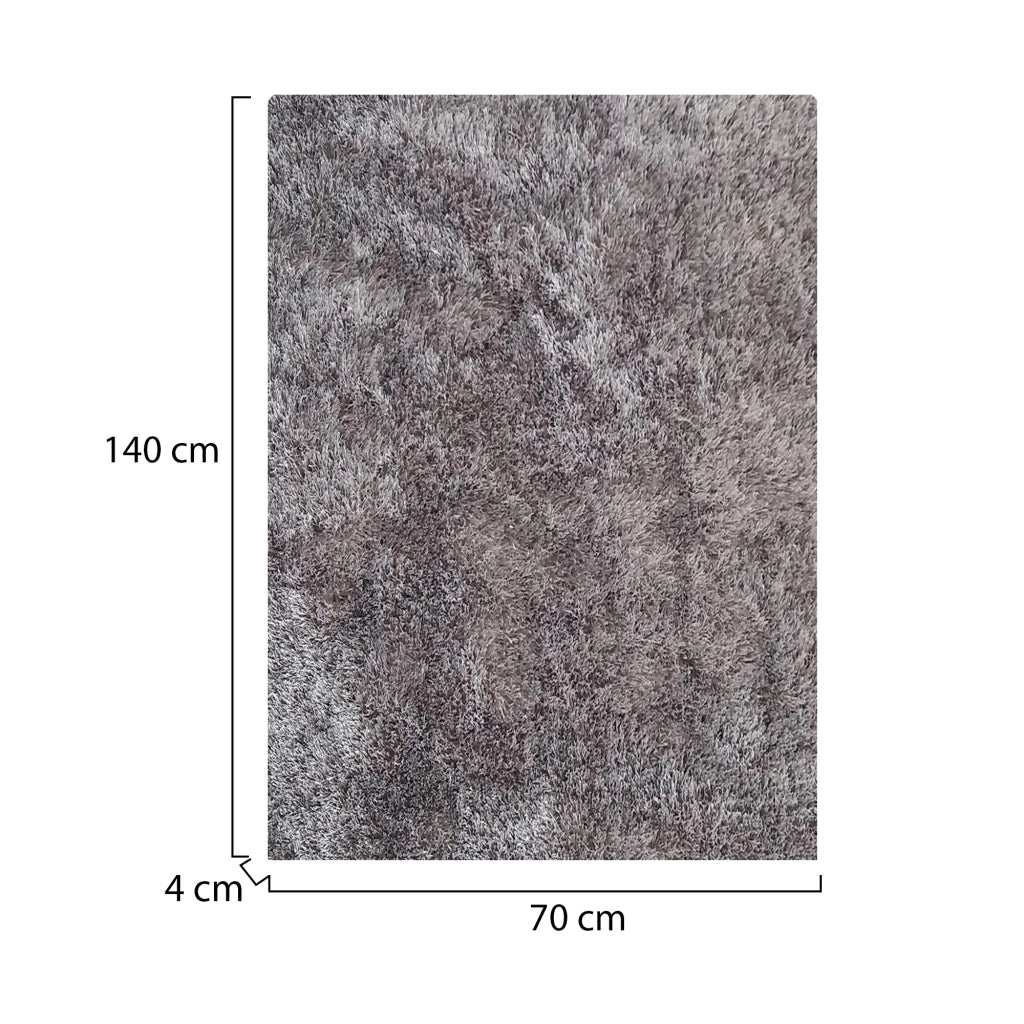 Latemeri, Tappeto Altezza Pelo 35 mm 100% Poliestere, 140x70 cm Grigio
