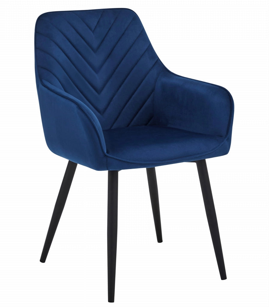 Sedie da pranzo Valora WAAV - Velluto blu navy con gambe nere x 2