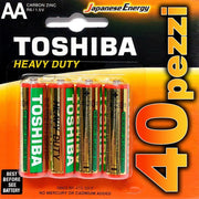 Trade Shop - 40 Pezzi Batterie Stilo Aa Pile Alkaline Confezione Risparmio Toshiba R6 1.5 V -