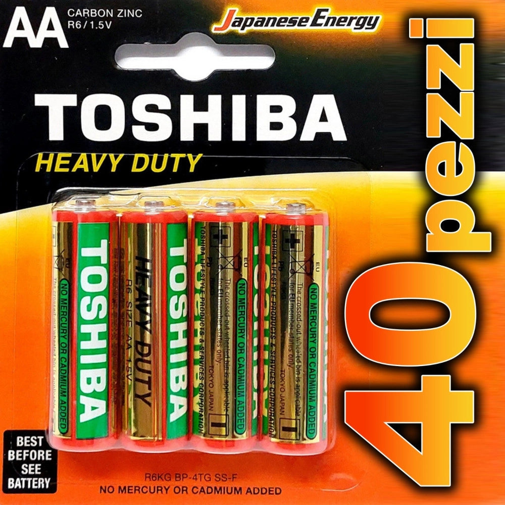 Trade Shop - 40 Pezzi Batterie Stilo Aa Pile Alkaline Confezione Risparmio Toshiba R6 1.5 V -