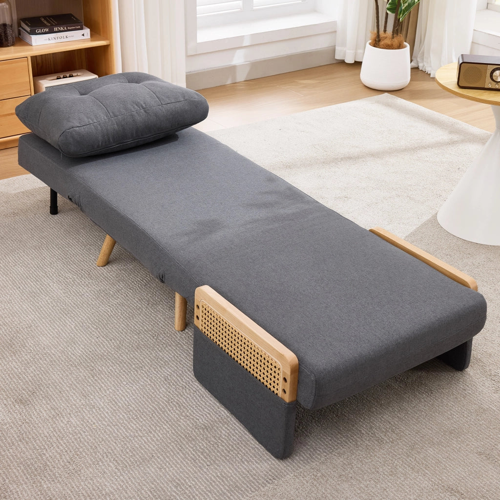 SEDIA 3 in 1 reclinabile 67,5x73x86,5 cm in lino grigio con cuscino