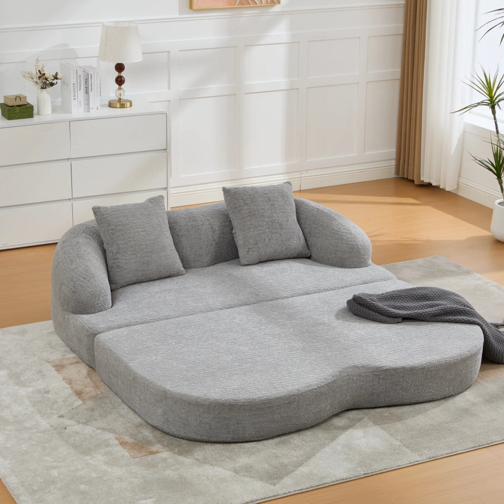 DIVANO LETTO 2 posti pieghevole 157x84x65 cm ciniglia grigio chiaro