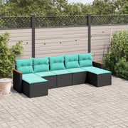 Set Divani da Giardino 7 pz con Cuscini Nero in Polyrattan 3226232