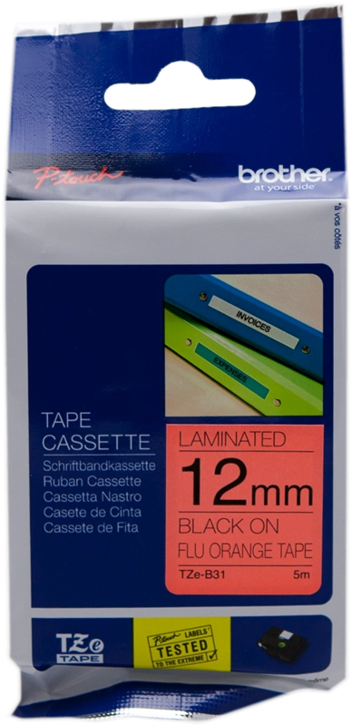 Brother TZE-B31 nastro per etichettatrice Nero su arancione fluorescente