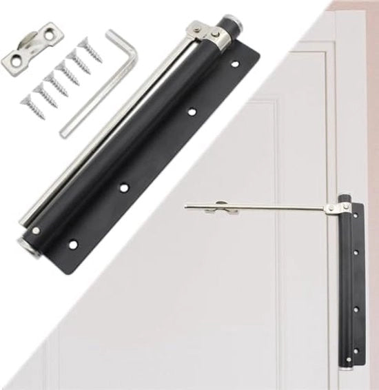 Deurdranger in acciaio inossidabile, Regolabile Veerdeursluiter per porte interne ed esterne, porte da giardino, porte per insetti, porte di casa - Nero