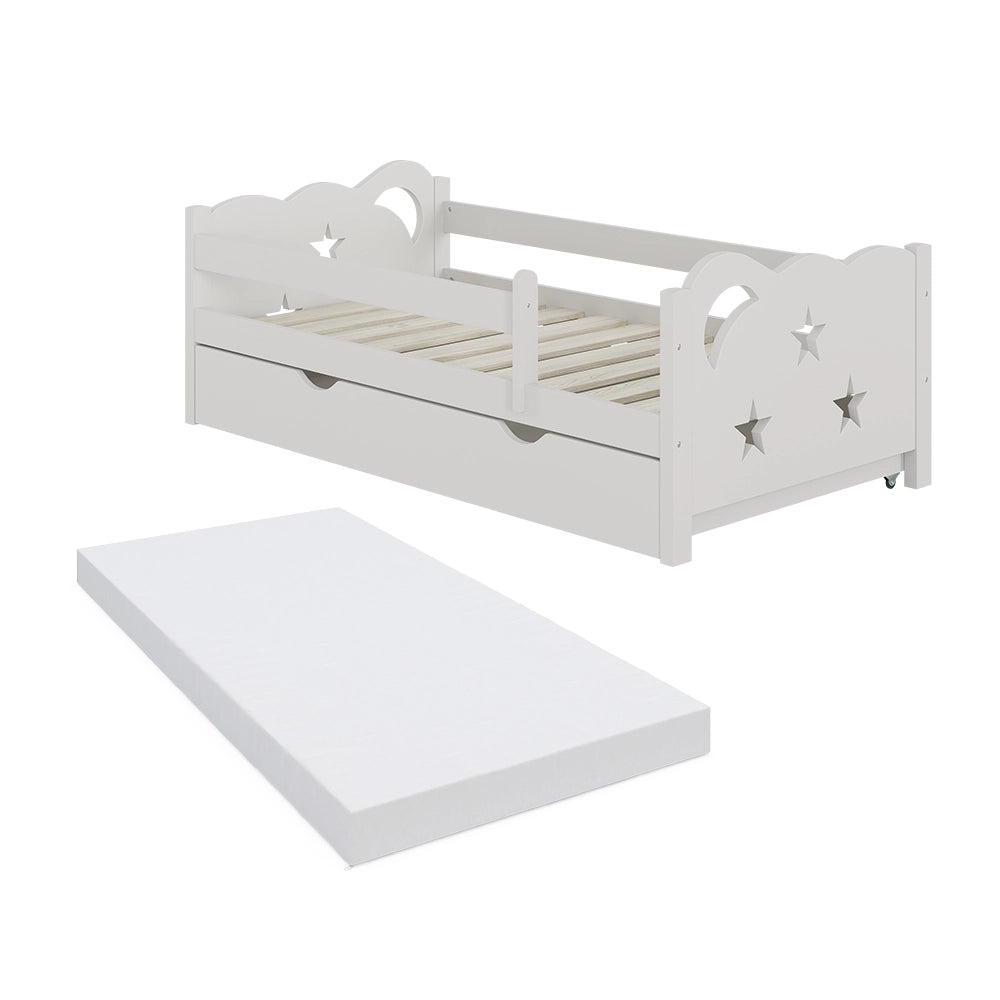 Vitalispa Letto per bambini Bianco 70x140 cm con cassetto e materasso