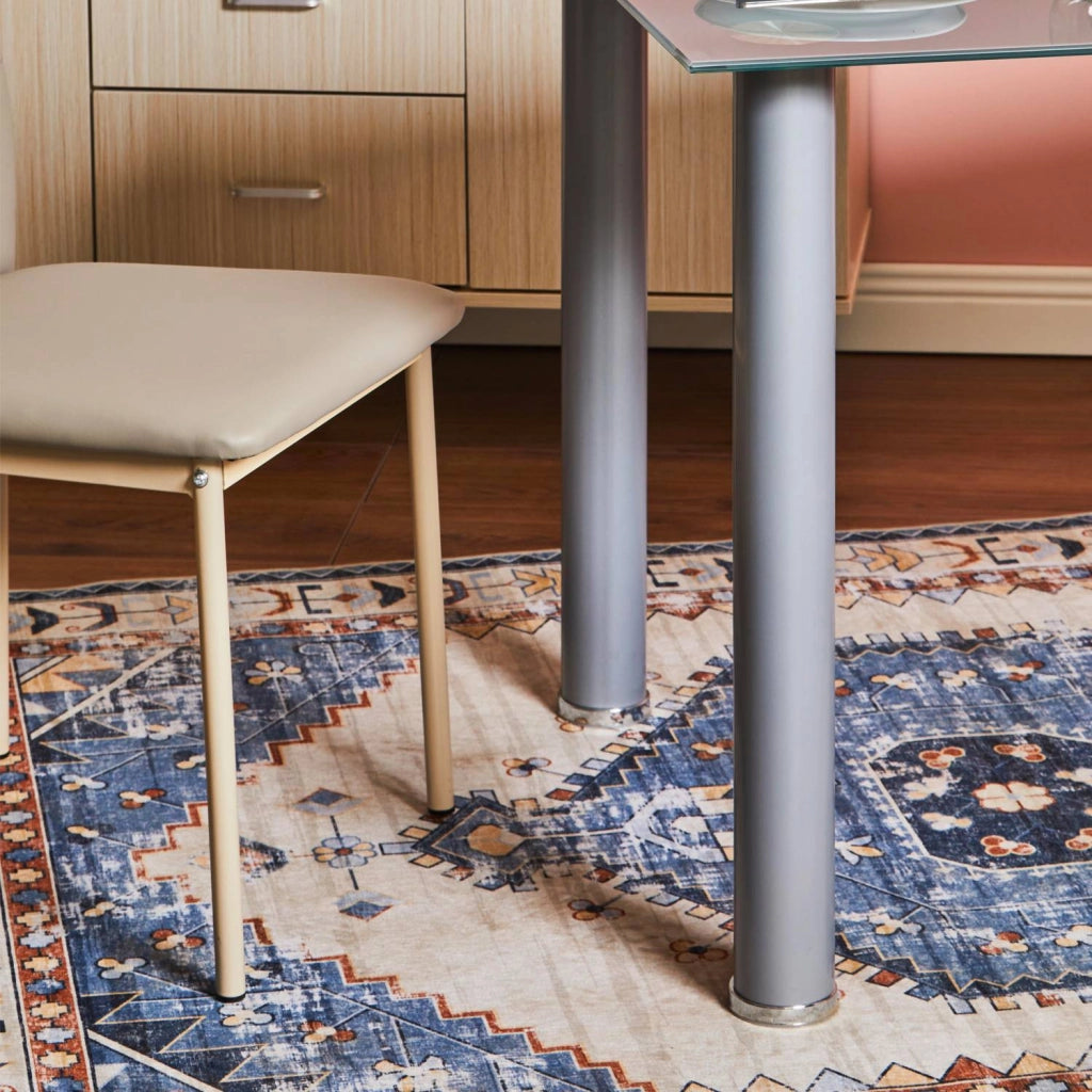 Tappeto Pelo Corto Salotto Moderno Randall per Soggiorno Camera da Letto Divano Salone Antiscivo Persiano / blu/60X110cm