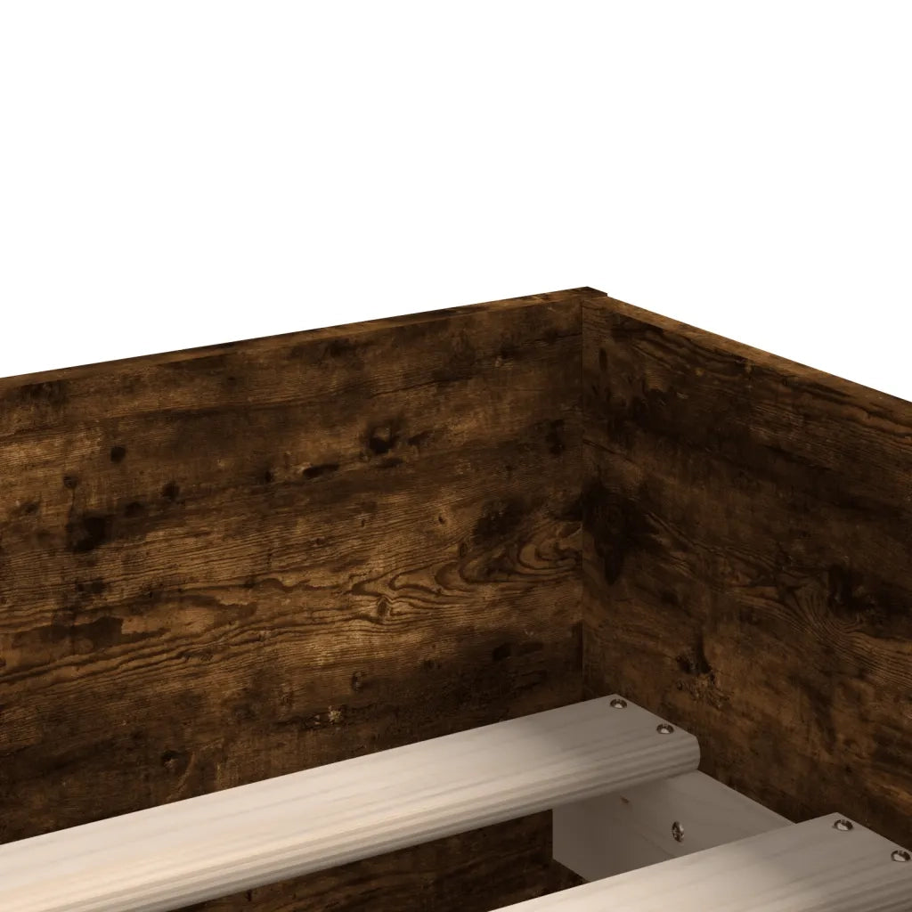 Letto singolo | Letto per adulti | Giroletto con Cassetti Rovere Fumo 90x200 cm