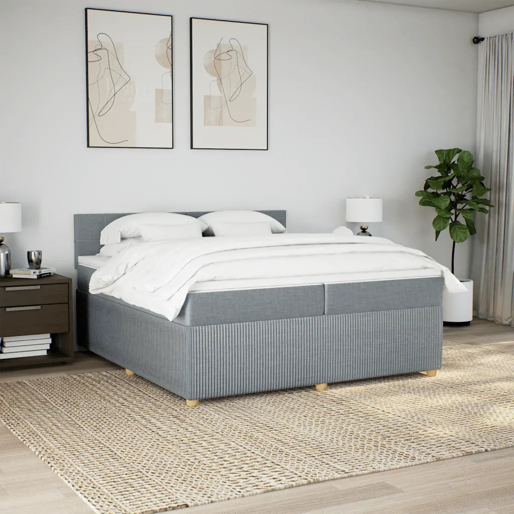 Giroletto a Molle con Materasso Grigio Chiaro 200x200cm Tessuto