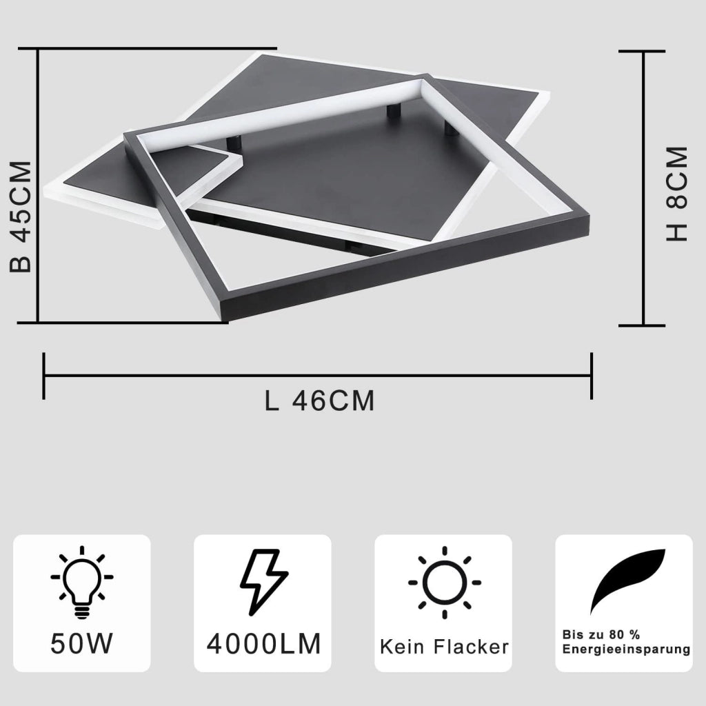 ZMH Lampada da soffitto LED design moderno metallo telecomando per soggiorno