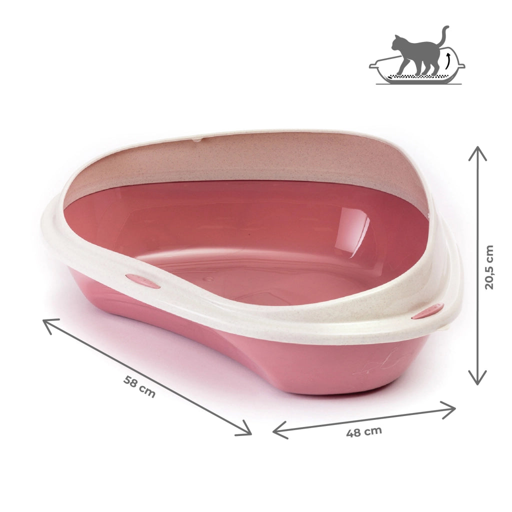 Lettiera Angolare per Gatti con Bordo Antisporco e Accesso Facilitato – Disponibile in 49x40x17,5 cm e 58x48x20,5 cm Rosa - L:58x48x20,5cm