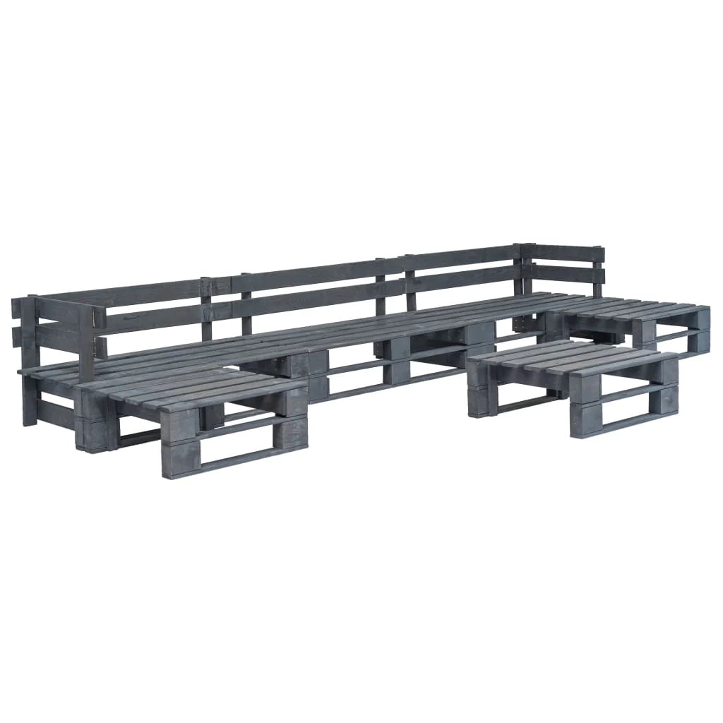 Set di mobili da giardino mobili da esterno set di mobili in pallet 6 pezzi legno grigio 02_0018465