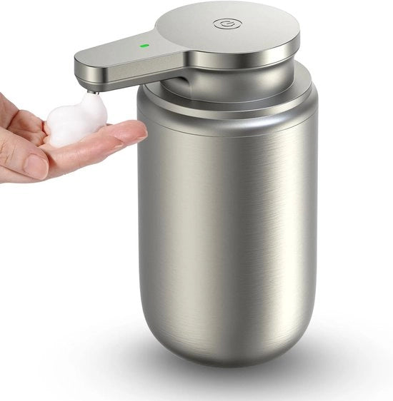 Dispensatore di sapone schiumante, in acciaio inossidabile, per uso in cucina e bagno, caricabile, senza contatto, pompa di sapone a mano da 12 oz.