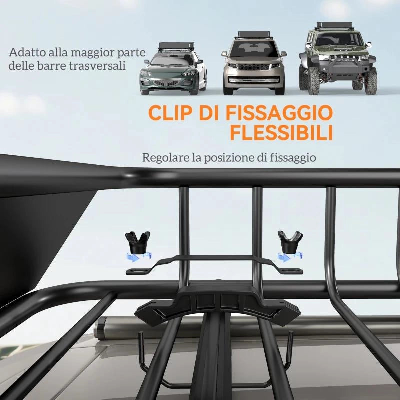 PORTAPACCHI PER AUTO IN ACCIAIO DA 90.7 KG CON DEFLETTORI E GUIDE LATERALI, 110.5X99.5X18.5 CM, NERO