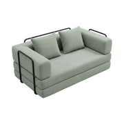 Sey - Divano Letto Pieghevole 180x72x90 cm Convertibile 4 in 1 con Cuscini Rivestimento Lavabile in Tessuto Salvia