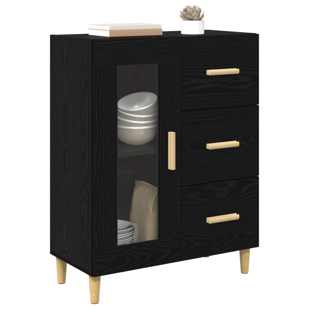 Credenza | Madia | Buffet da pranzo | Armadio da pranzo Rovere Nero 69,5 x 34 x 90 cm Legno multistrato