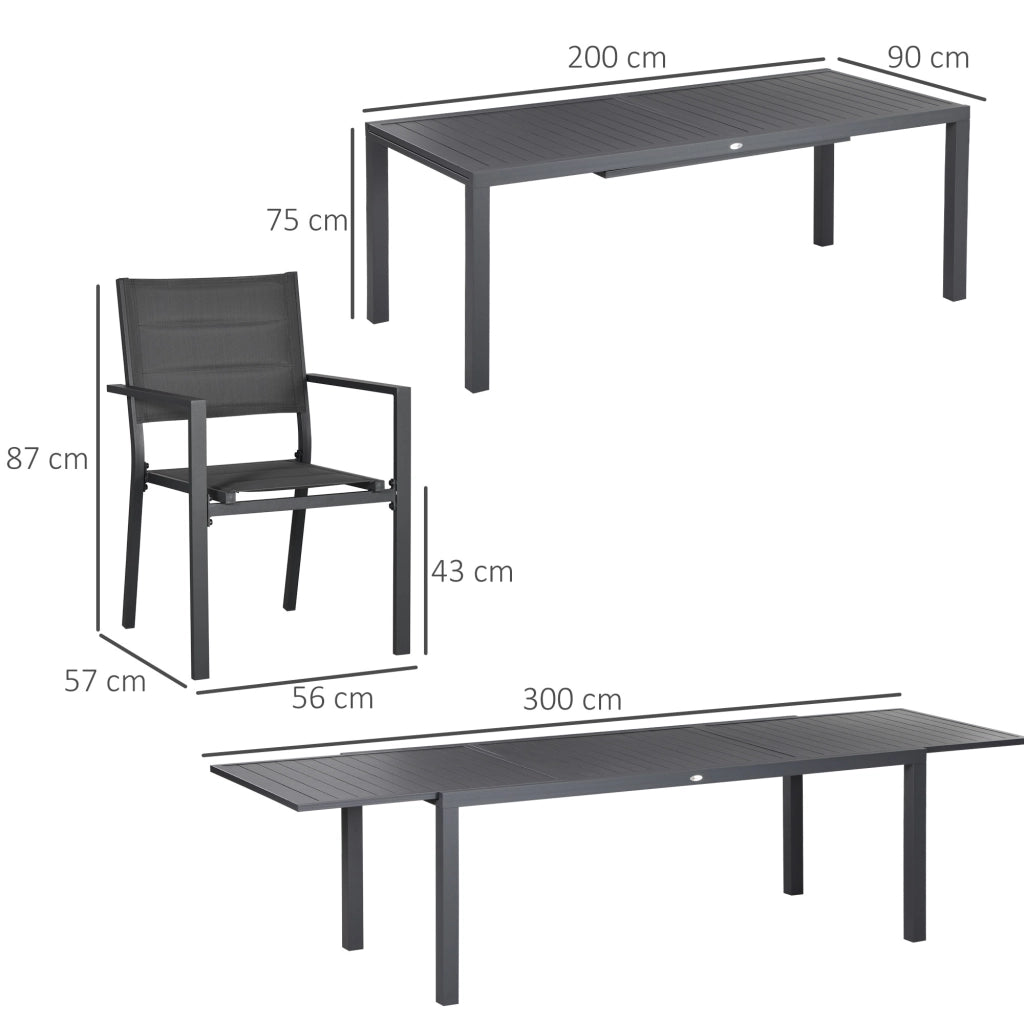 Set da giardino con tavolo allungabile e sedie ¨C zephmum ¨C grigio
