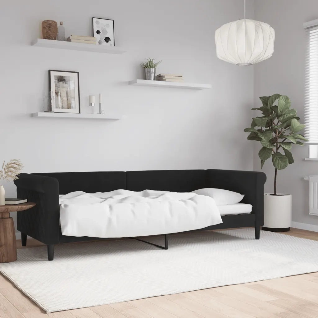 Letto singolo | Letto per adulti | Letto da Giorno Nero 80x200 cm in Velluto