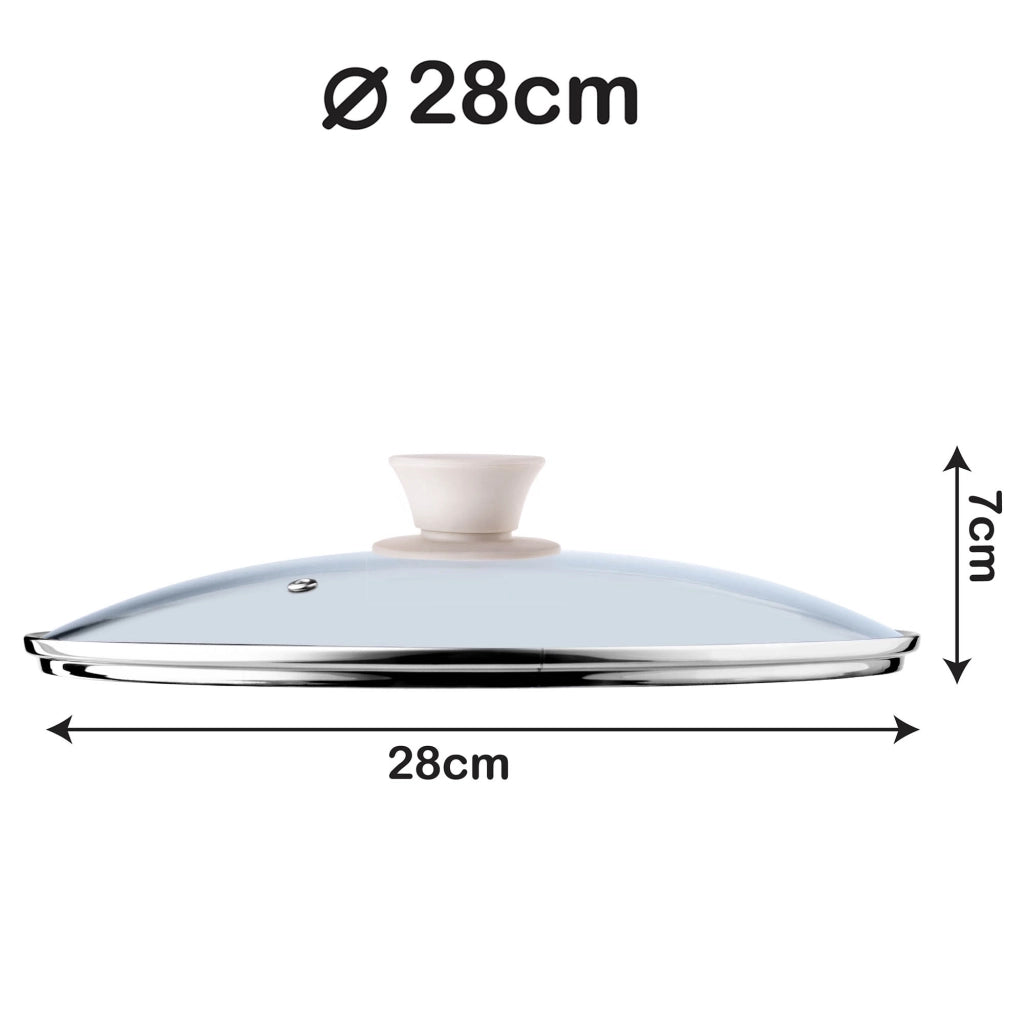 Coperchio in vetro KADAX da 28 cm, universale, resistente al calore, per pentole e padelle.